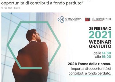 WEBINAR EUROPARTNER – APINDUSTRIA BRESCIA – 2021 ANNO DELLA RIPRESA