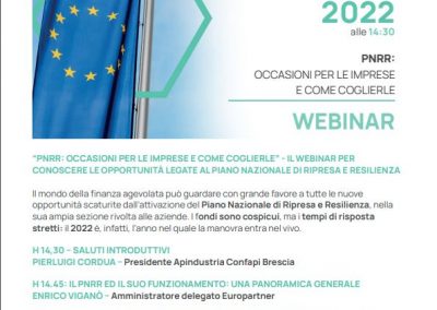 WEBINAR APINDUSTRIA – Martedì 5 aprile PNRR: Occasioni per le Imprese e come coglierle. Conoscere le opportunità legate al Piano Nazionale di Ripresa e Resilienza